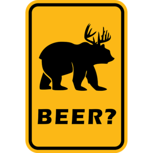 Yellow rectangular sign that says beer?