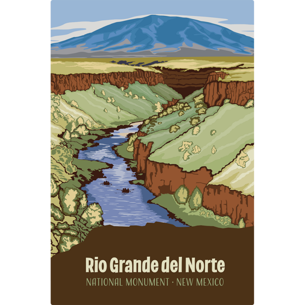 Rectangular colorful wall art of rio grande del Norte.