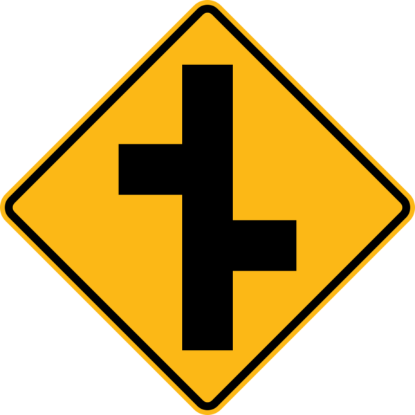W2-7R Offset Side Road Symbol Right Sign
