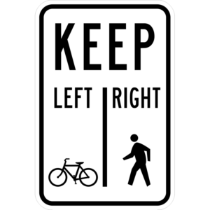 R9-7 Keep Left/Right To Pedestrians And Bicyclists Sign