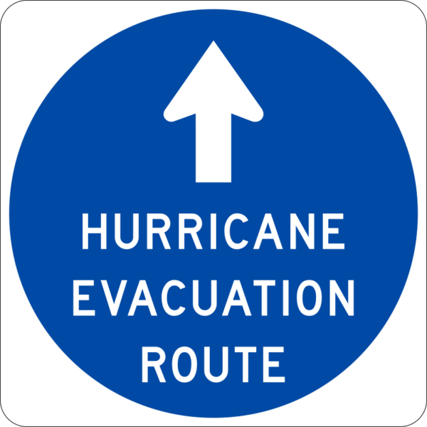 EM-1 Hurricane Evacuation Route Straight Arrow Sign
