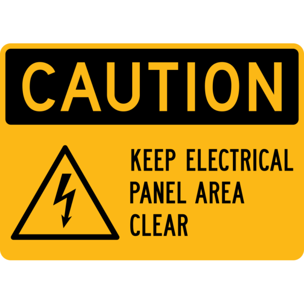 aution Keep Electrical Panel Area Clear with Symbol Sign