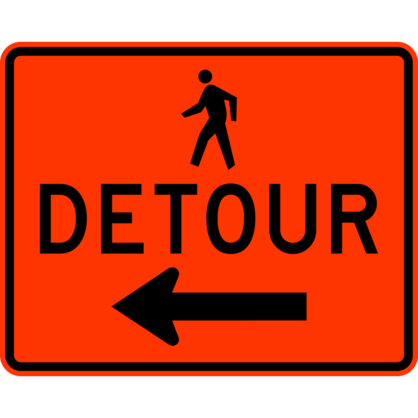 M4-9bL Pedestrian Detour Construction Sign