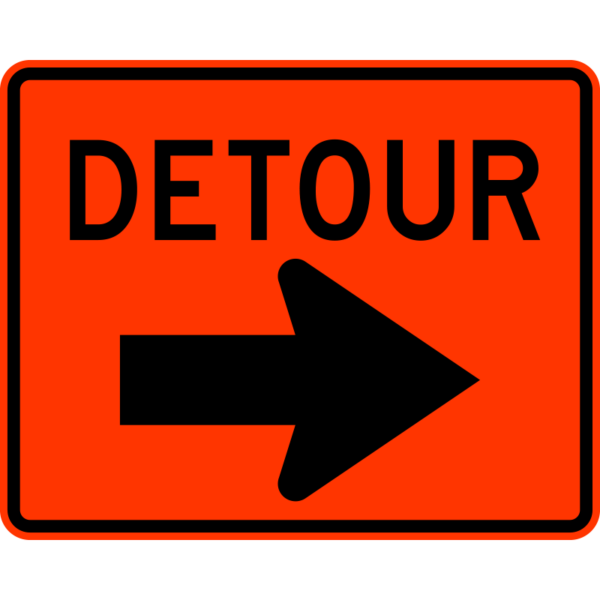 M4-9R Detour Right Arrow Construction Sign