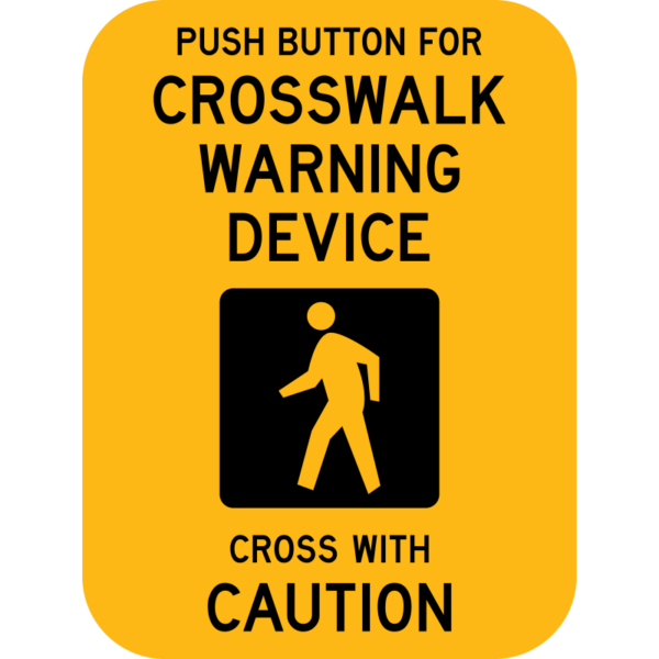 Push Button For Crosswalk Warning Device Cross With Caution Sign