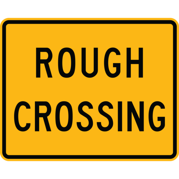 Yellow rectangular Rough Crossing Plaque Sign