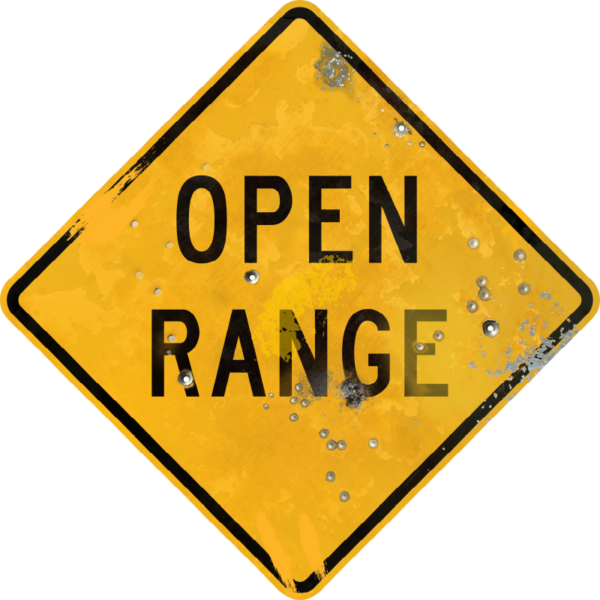 Rustic yellow street sign with black boarder and bullet holes