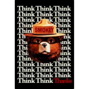Smokey Bear "think" sign.