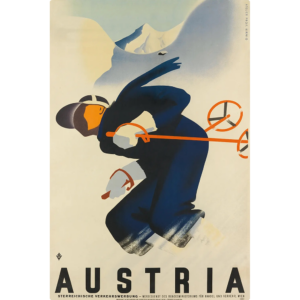 Vintage rectangular ski sign that says "Austria"