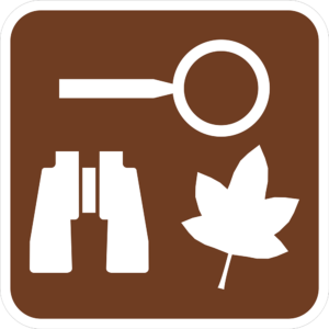 Nature Study Area Symbol RS-141 - Parks and rec sign that has one leaf