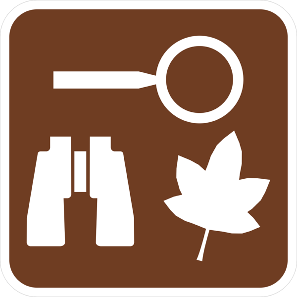 Nature Study Area Symbol RS-141 - Parks and rec sign that has one leaf