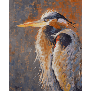 Heron Art - Lovely You . A painting of a Blue Heron side profile.