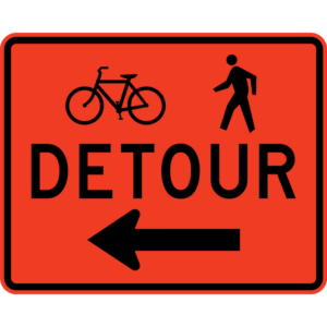 M4-9aL Bicycle Pedestrian Detour Left Construction Sign