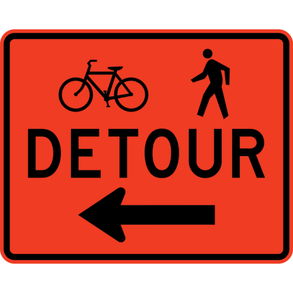M4-9aL Bicycle Pedestrian Detour Left Construction Sign