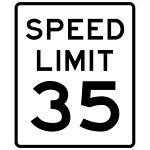 R2-1 Speed Limit 35 with black text