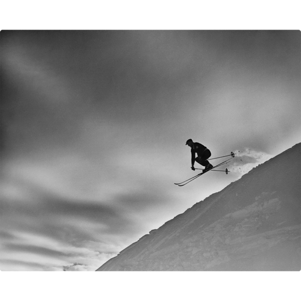 Black and white photo of Olaf Rodegard printed on aluminum in black and white.