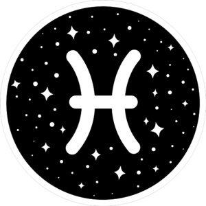 A Pisces Sign with a Pisces symbol in the center surrounded by stars.