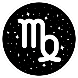 Virgo Sign in black and white.