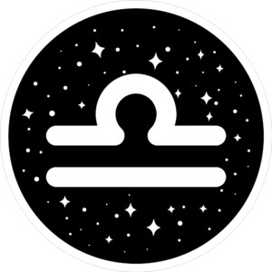 Libra Sign in black and white.